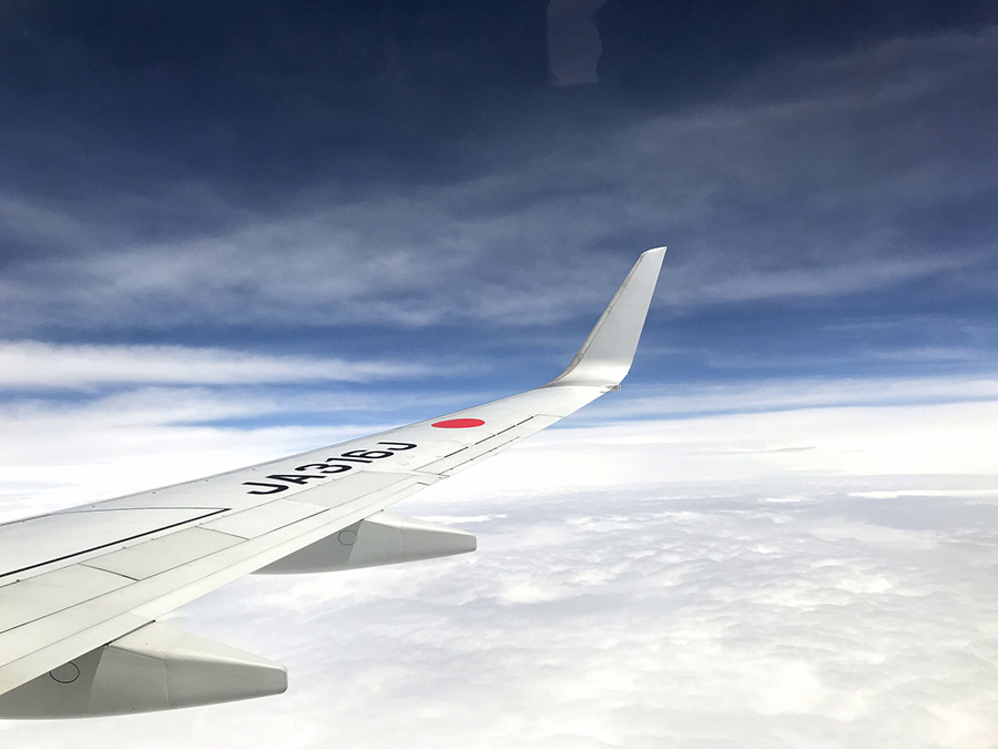 飛行機の窓からの風景