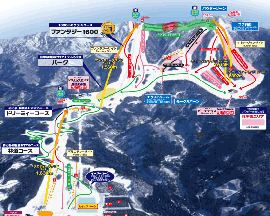 スキージャム勝山のゲレンデマップ