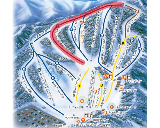 かたしな高原スキー場のゲレンデマップ