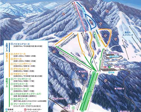 木島平スキー場のゲレンデマップ